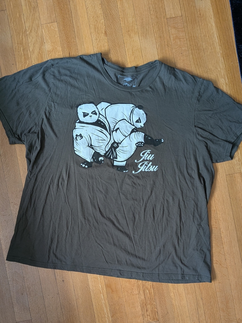 Inverted Gear Jiu Jitsu Panda Graphic Tee - Grey Olive Green / Size XXL